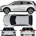 Silver Kia Cars Two Models Front Rear Views 3d model