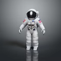 White Astronaut Spacesuit Figure Standing On Gray Background With Reflection 3d model