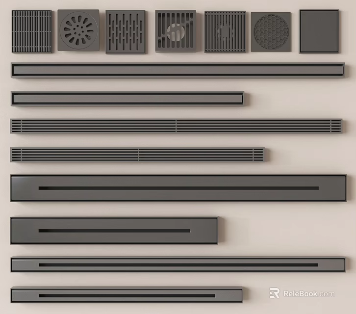 Bathroom Small Accessories Including Various Drain Grates And Shower Channels 3d model