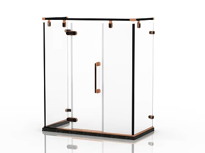 Shower Sauna Glass Enclosure With Black Copper Frame And Handles Design 3d model