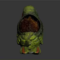 Decorative Green Red Brown Parrot Sculpture with Detailed Feather Texture on Shiny Display Base