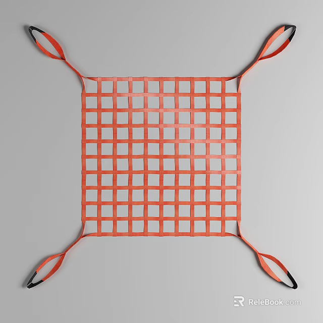 Garden Landscape Decorative Red Grid Structure With Hanging Straps Design 3d model 