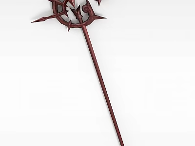 Red Inflatable Spiked Staff With Elaborate Decorative Design For Theme Displays 3d model