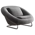 Modern Soft Curved Leather Leisure Chair With Polished Metal Base And Multiple Optional Colors