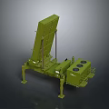 Green Military Radar Antenna System With Tilted Panel And Circular Base Components 3d model