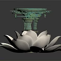 Exquisite Carved Sculptures With Green Stand And White Lotus Design
