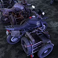 Old Three Wheeled Motorcycle With Rusty Parts And Sidecar Attachment