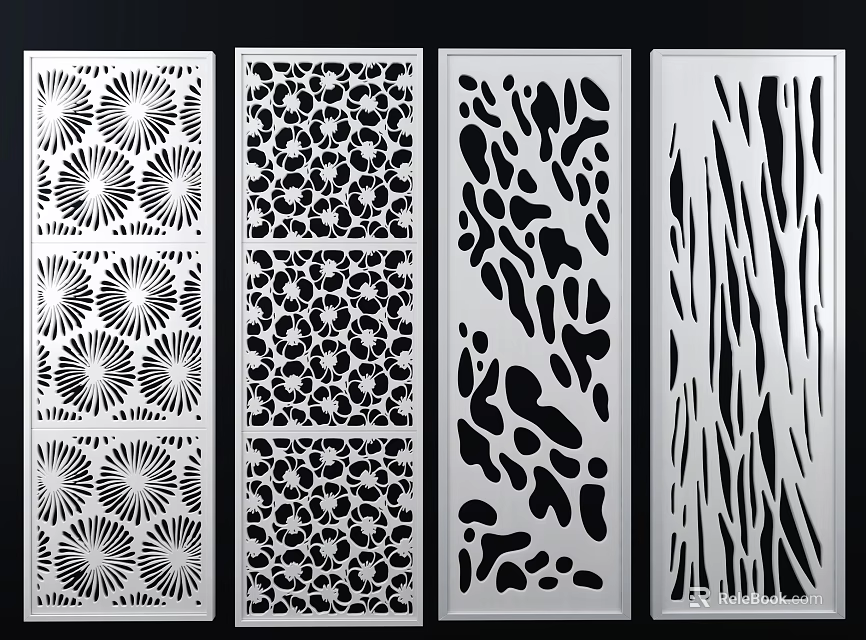 Modern Room Dividers With Decorative Laser Cut Patterns For Home Decor 3d model 