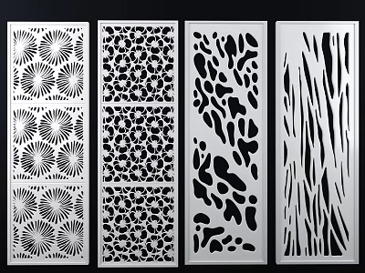 Modern Room Dividers With Decorative Laser Cut Patterns For Home Decor 3d model
