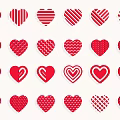 Red Heart Shapes With Various Textured Patterns And Decorative Designs Collection 3d model