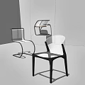Modern Leisure Chairs With Sleek Metal Frame And Woven Seat Back Design