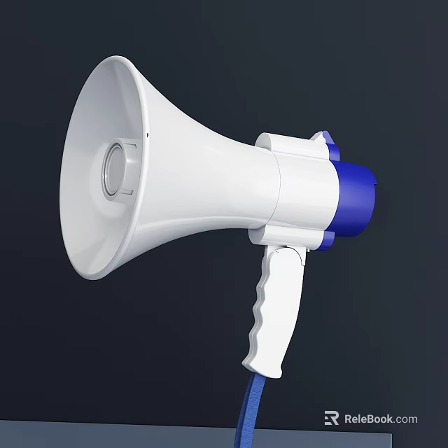 Practical Handheld White and Blue Megaphone Household Appliance with Functional Design 3d model 