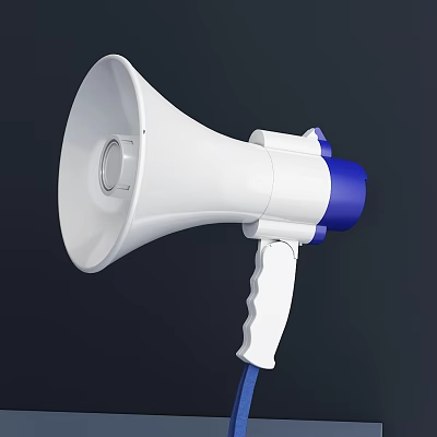 Practical Handheld White and Blue Megaphone Household Appliance with Functional Design 3d model