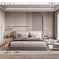 Modern Bedroom Interior Design With Comfortable Bed Nightstands Armchair Large Windows And Bookshelves