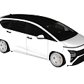 White MPV Car With Black Roof Modern Design White Wheels And Red Brake Calipers