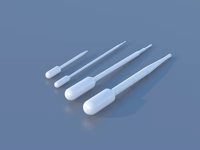 Four White Droppers for Daily Life Supplies on Blue Background 3d model