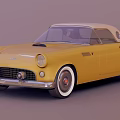 Vintage Yellow Convertible Car With Classic Front Design And White Wheels