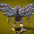 Eagle Headed Humanoid Creature With Muscular Body Large Wings Golden Chest Decorations And Sharp Claws