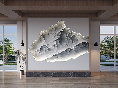 2D Gypsum Landscape Painting Background Wall Gypsum Mountain Background Living Room Background Wall Sofa Background Wall Villa Background Wall Stereoscopic Gypsum Painting Background Wall 3d model