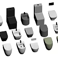 Modern Toilets Collection Featuring Various Colors And Different Styles 3d model
