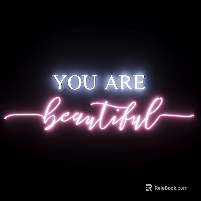 Neon Decorative Lights With White Uppercase And Pink Script Beautiful Lettering 3d model