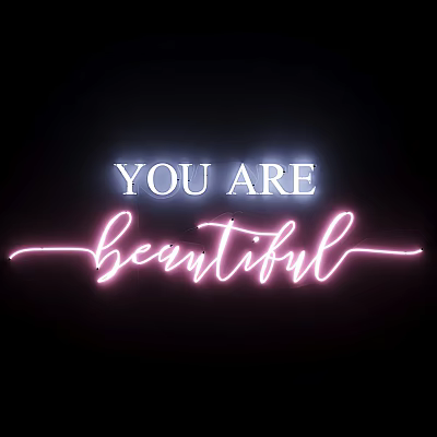 Neon Decorative Lights With White Uppercase And Pink Script Beautiful Lettering 3d model