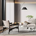 Modern Living Room Interior Design With Sectional Sofa Coffee Table And Floor Lamp