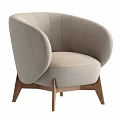 Modern Minimalist Olive Green Upholstered Accent Chair With Curved Backrest And Wooden Legs