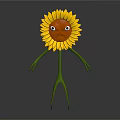 Anthropomorphic Sunflower Character Featuring Angry Face Green Stem Arms And Legs