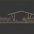 Outdoor Structure With White Canvas Canopy Wooden Pillars Brick Walls Concrete Floor And Grass Area