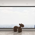 Floor to Ceiling Windows with Black Frames City View Interior Brown Toy Light Floor 3d model