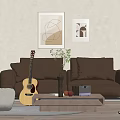 Modern sofa coffee table combination 3d model