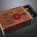 Open Guitar Themed Matchbox With New Label And Wooden Matches Inside