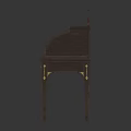 Antique Writing Desk with Gold Accents Decorative Crest Drawers and Carved Legs