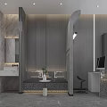 Modern Elegant Beauty Hair Salon Interior With Gray Walls Mirrors Stylish Chairs And Workstations