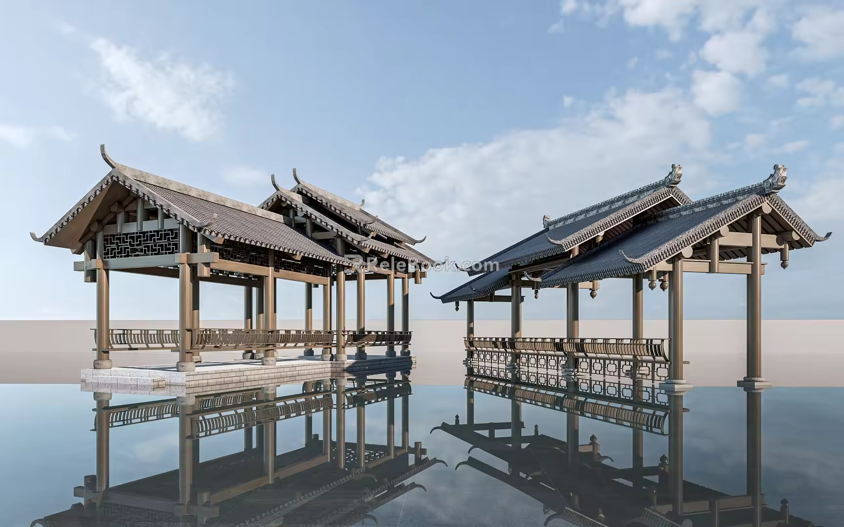 Chinese style pavilion landscape gallery pavilion antique gallery lang pavilion 3d model