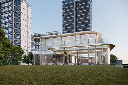 Modern Sales Office Square Sales Office Streamlined Sales Office 3d model