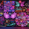 Vibrant Decorative Neon Lights With Colorful Patterns For Party Decoration And Events