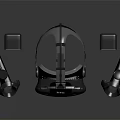 HTC VR Headset With Controllers And Tracking Sensors On Dark Surface 3d model