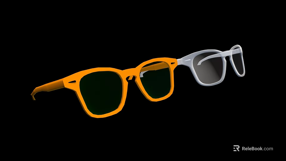 Professional Beauty Instrument With Orange Gray Square Design And Green Lenses On Black Background 3d model 