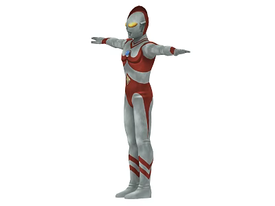 Game And Movie Character Red And Silver Bodysuit With Glowing Eyes Chest Core Standing Pose 3d model