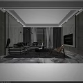Modern Floor Lamp In Stylish Living Room With White Sofa Gray Carpet And Green Plants