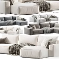 Modern Sectional Sofa Designs With White Gray Colors Cushions And Blanket