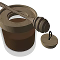 Fresh Natural Honey In Clear Glass Jar With Wooden Dipper And Lid