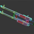 Twin Tactical Rifles With Long Metallic Barrels Red Grips And Black Components