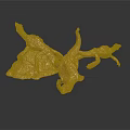Golden Animal Sculptures With Antlers On Shiny Base And Dark Background