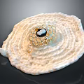 Decorative Shell Shaped Home Decor With Woven Texture Gemstone And Pearl Accents