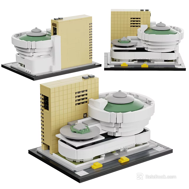 Lego Architecture Model With Dome Top And Yellow Main Structure Brick Details 3d model