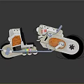 Electric Toy Motorcycle With White Orange Body Black Wheels And Kids Fun Design