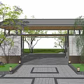 Modern Pergola Design With Metal Frame Gray Roof And Green Lawn